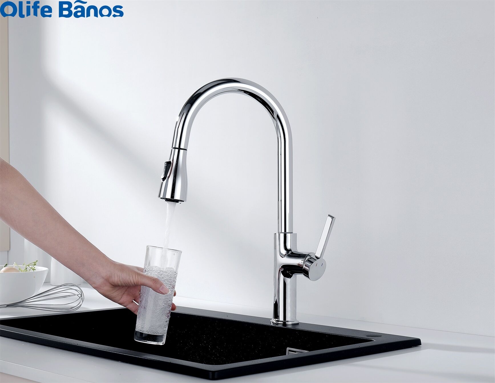 Taps Manufacturer Brass Long Flexible Hose Pull Down Rotating Single Sink Mixer Tap Hot And Cold Water Kitchen Sink Faucet