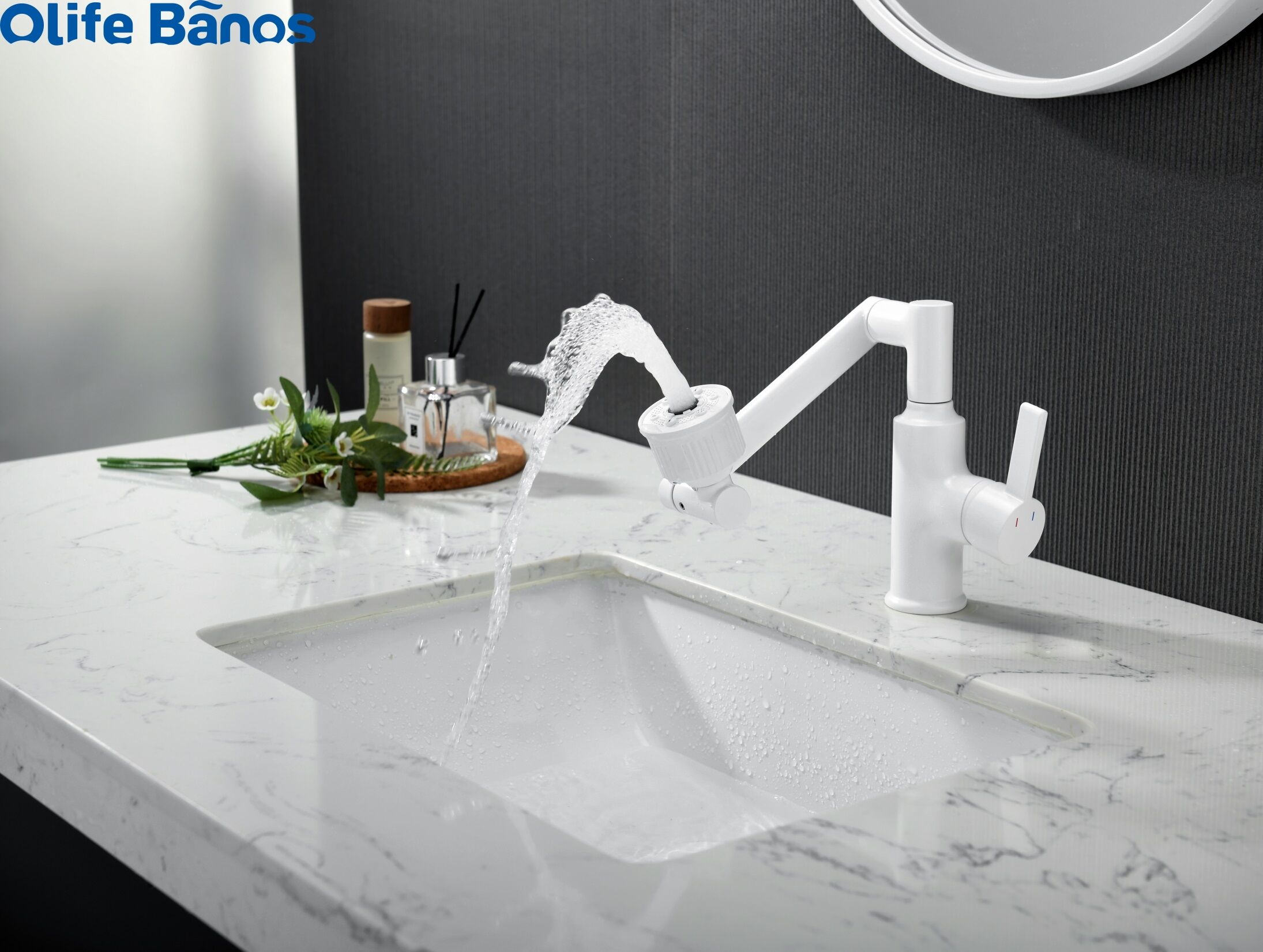 Bathroom White Sale Laser Cross OEM  Logo Folding Collapsible Brass Lavatory Basin Mixer Tap Sink Tall Faucet details