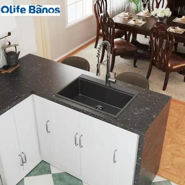 Olife Banos Customized  SUS304 Stainless Steel Handmade Single Bowl Kitchen Farm Sink Set details