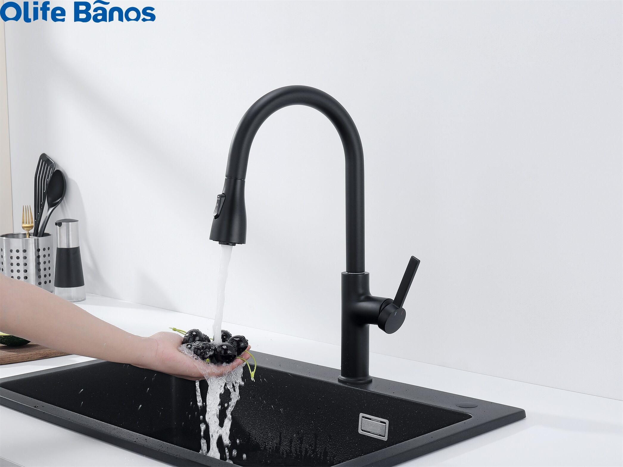 Taps Manufacturer Brass Long Flexible Hose Pull Down Rotating Single Sink Mixer Tap Hot And Cold Water Kitchen Sink Faucet details