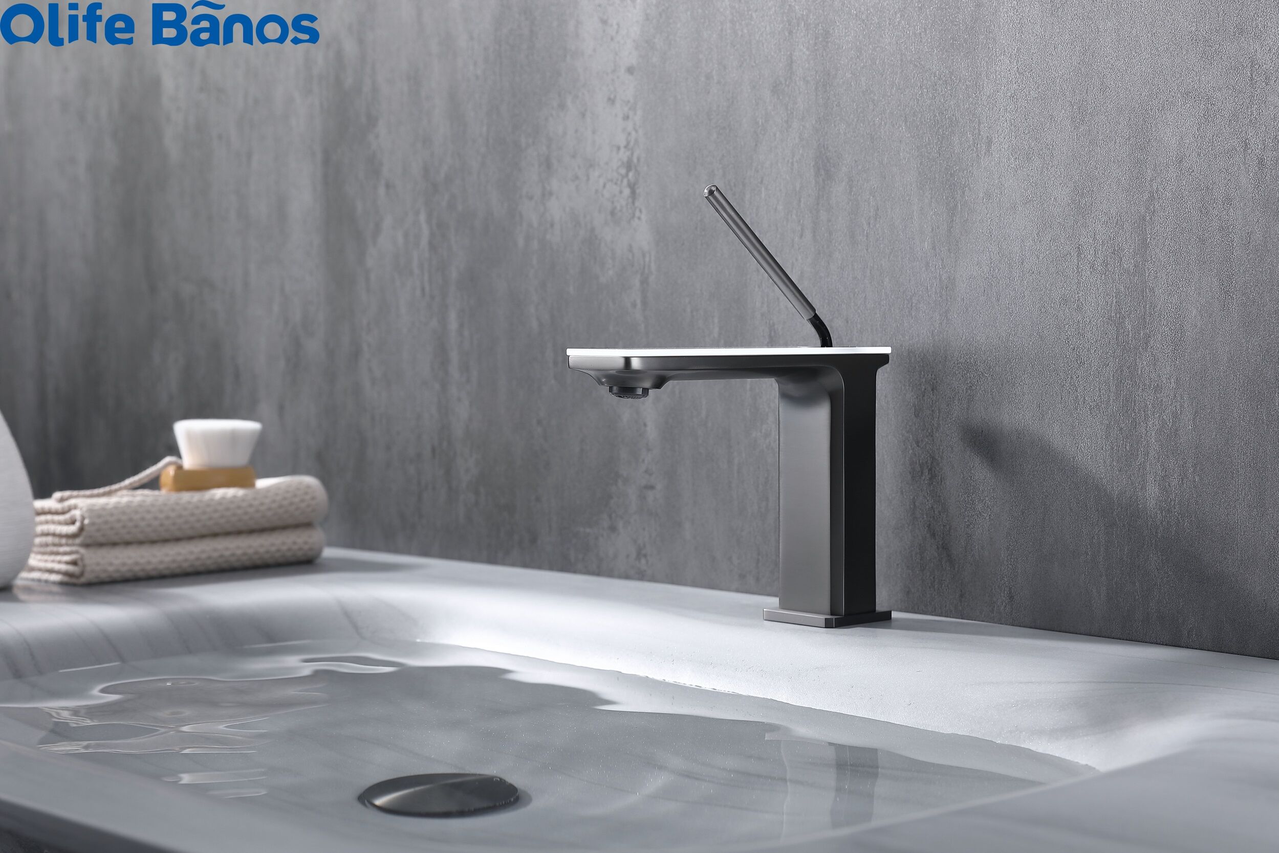 High Quality White  Black Brass Sintered Stone  Water-saving Deck Mounted  Bathroom Faucet factory