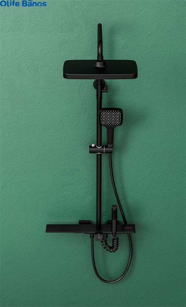 2023 Black Piano Key  Shower System With Temperature Display And Shelf supplier