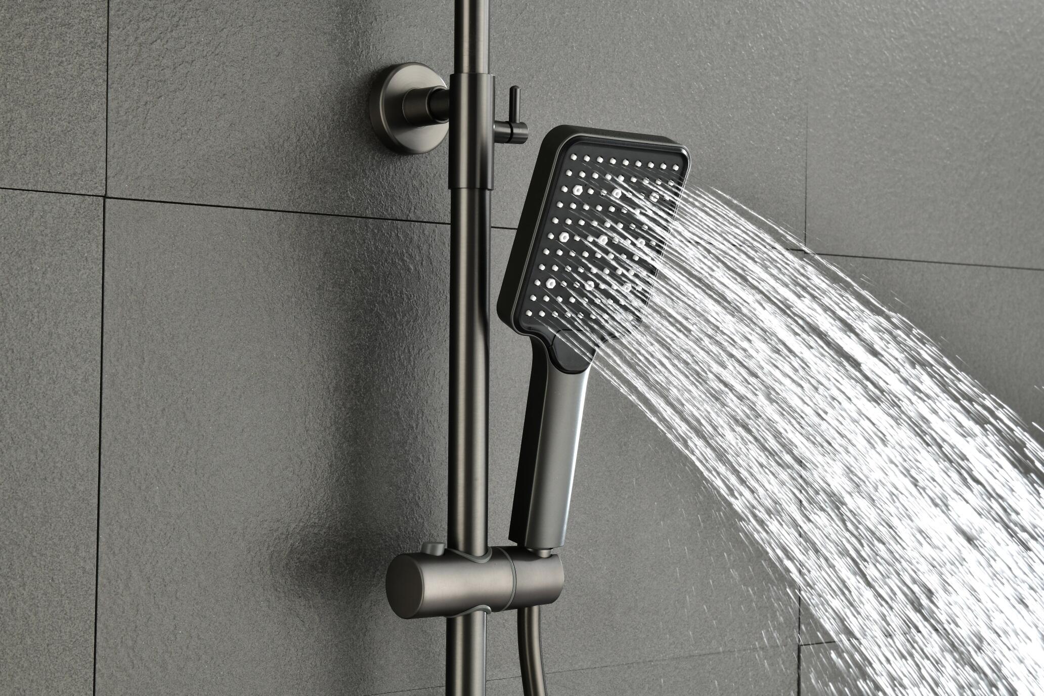 Olife Banos Gunmetal  4 Funtion Rainfalll Piano Key Hot And Cold  Sprinkler Shower Head Sets System manufacture