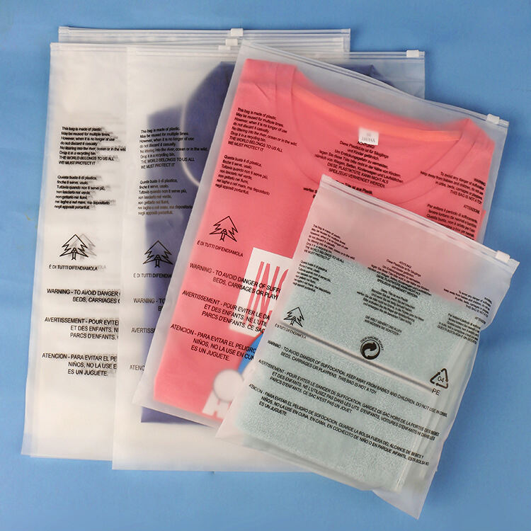 PE Biodegradable Custom Printing transparent EVA zip lock Plastic  matte Frosted ploy Zipper Bag For Garment Clothing T-shirt details
