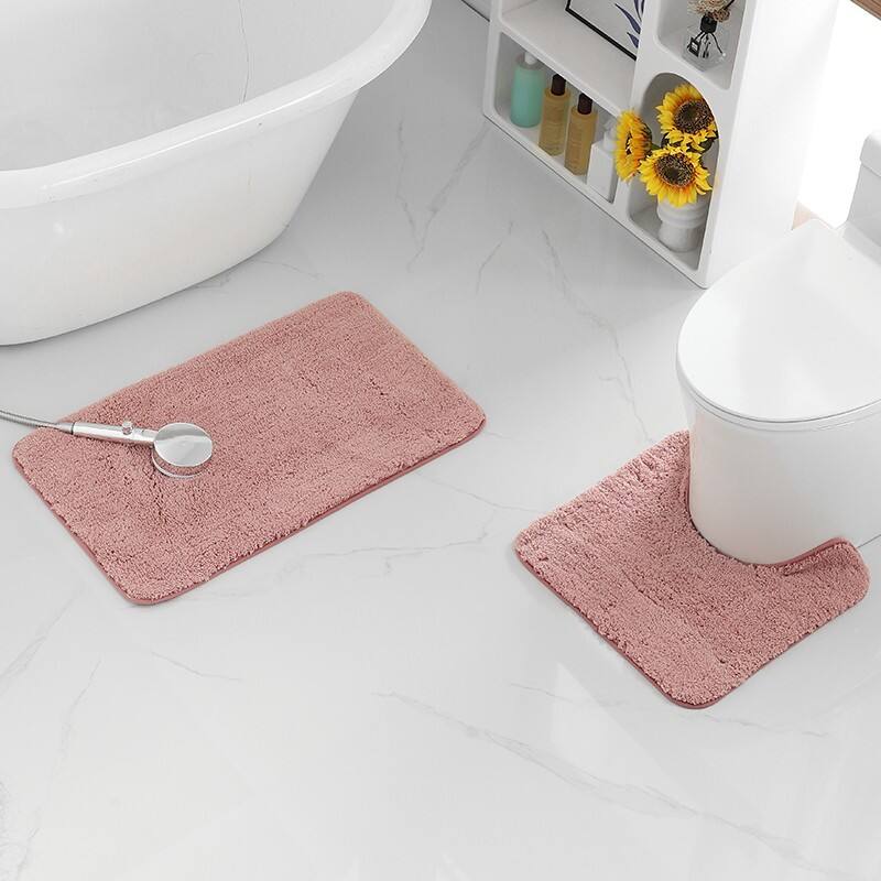 Microfiber solid 2pc bath rugs supplier