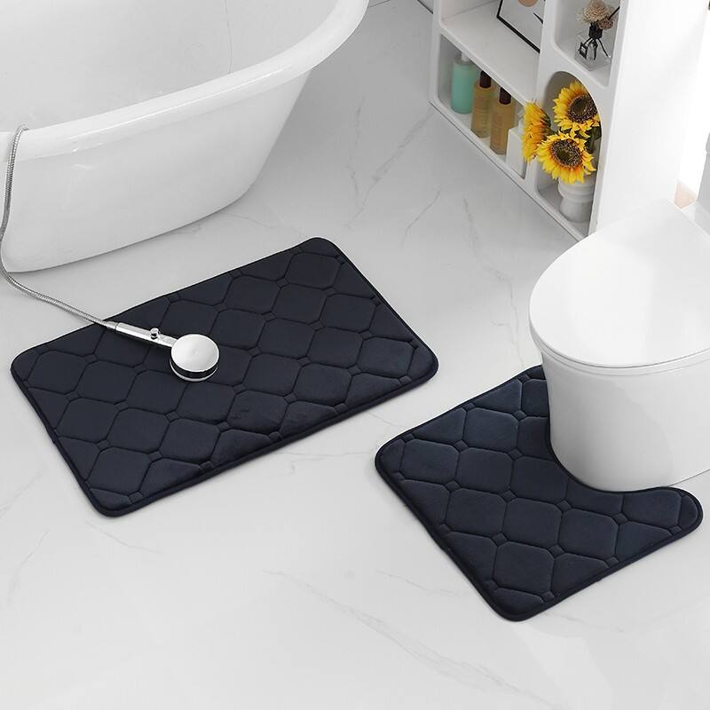 Waffle Charcoal Infused Memory Foam 2PC BATH MATS(RUGS) details