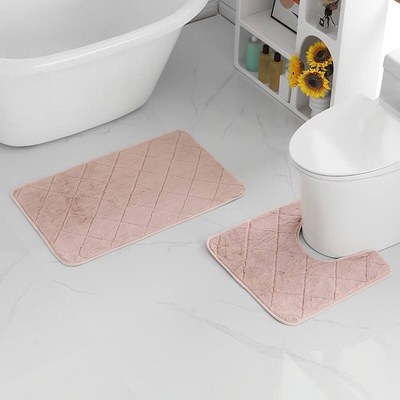 Quilted Soft Faux Rabbit Fur 2pc Bath Mats（Rugs） supplier