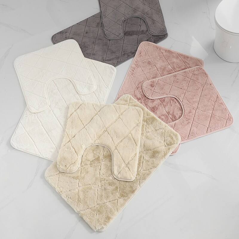 Quilted Soft Faux Rabbit Fur 2pc Bath Mats（Rugs） manufacture