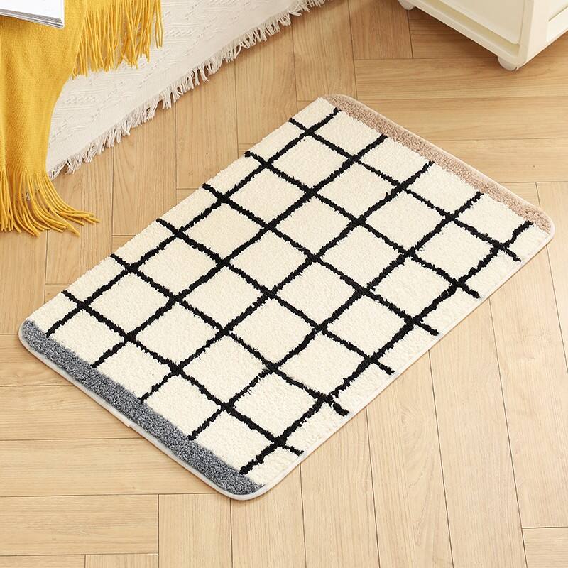 Microfiber Plaid Tufted Bedside Mats（Rugs） manufacture