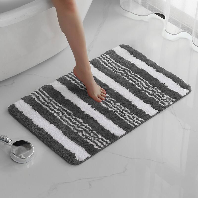 Absorbent Microfiber Tufted Stripe Bath Mats（Rugs） factory