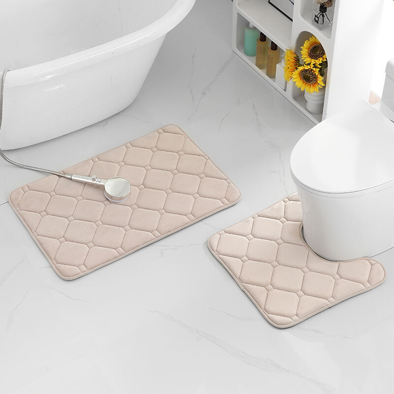 Waffle Charcoal Infused Memory Foam 2PC BATH MATS(RUGS)