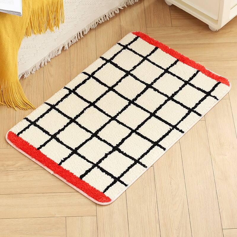 Microfiber Plaid Tufted Bedside Mats（Rugs） details