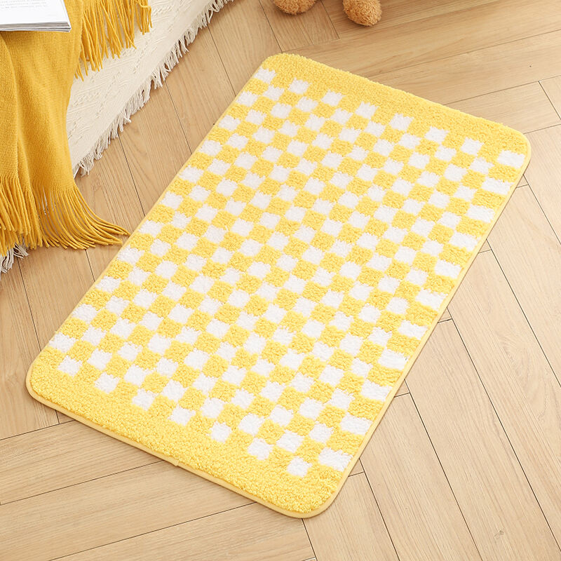 Microfiber CHECKS Tufted Bedside Mats（Rugs）