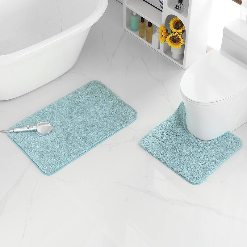 Microfiber solid 2pc bath rugs factory