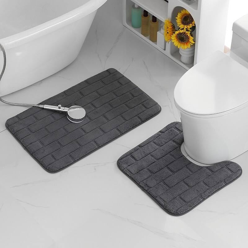 Brick Embossing Memory Foam 2pc Bath Mats（Rugs） details