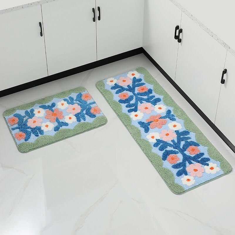 Microfiber Flower Tufted kitchen Mats（Rugs） details