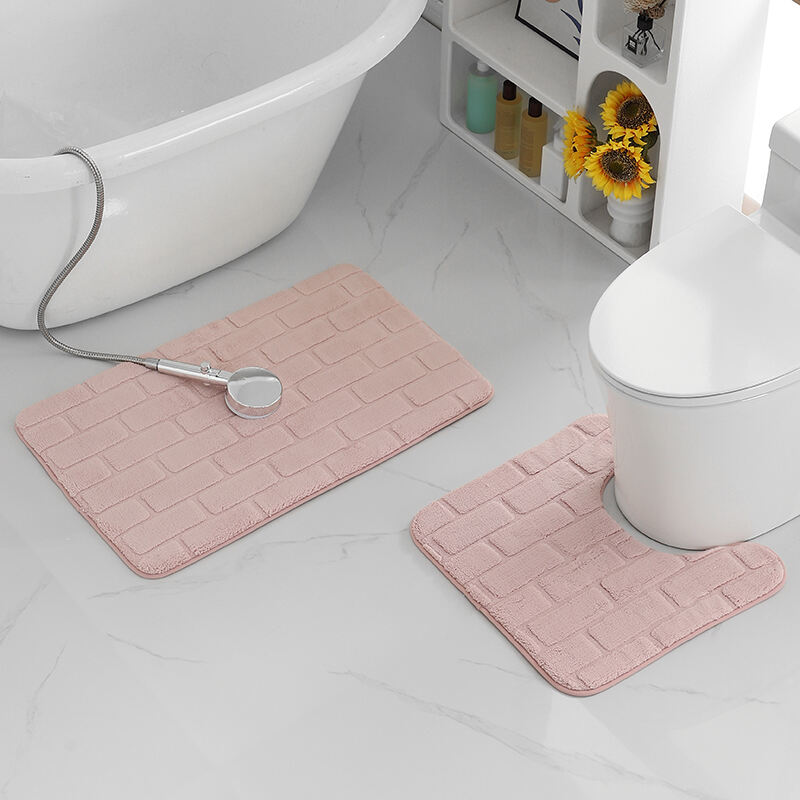 Brick Embossing Memory Foam 2pc Bath Mats（Rugs）