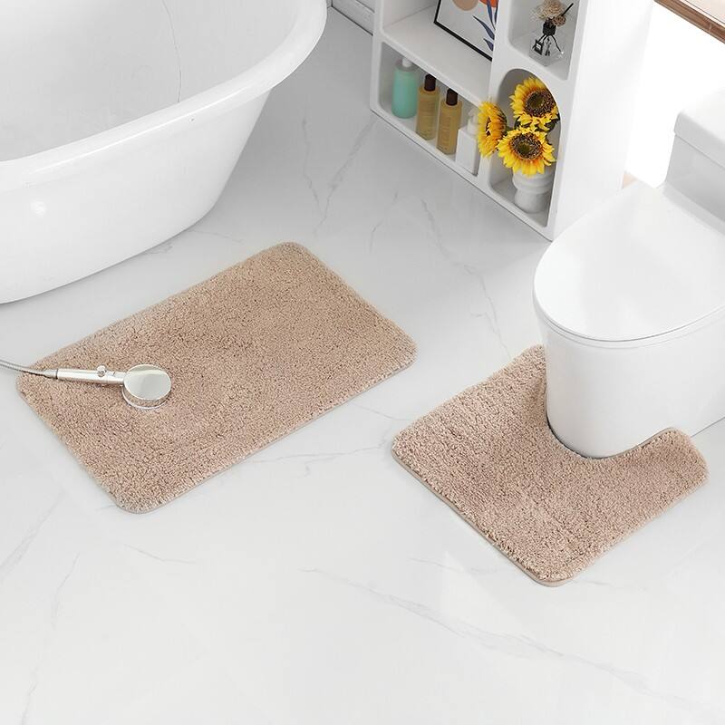 Microfiber solid 2pc bath rugs factory