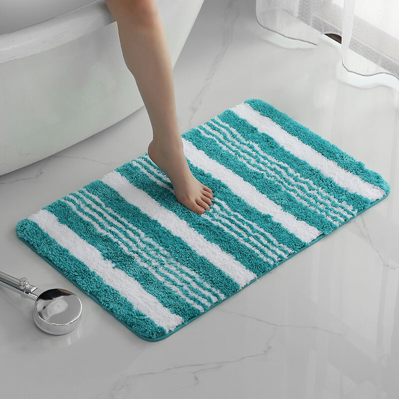 Absorbent Microfiber Tufted Stripe Bath Mats（Rugs）