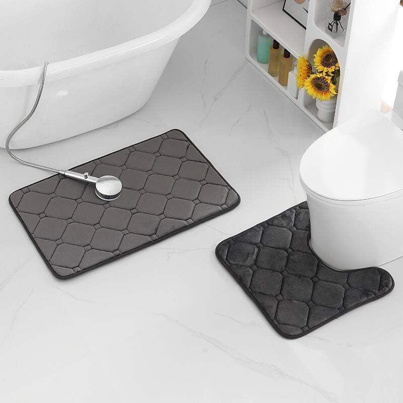 Waffle Charcoal Infused Memory Foam 2PC BATH MATS(RUGS) details