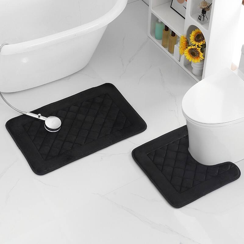 Quilted Water absorbent Charcoal Infused Memory Foam 2PC BATH MATS(RUGS) details