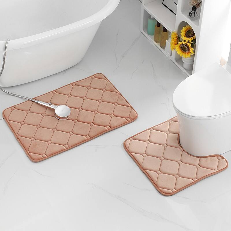 Waffle Charcoal Infused Memory Foam 2PC BATH MATS(RUGS) factory