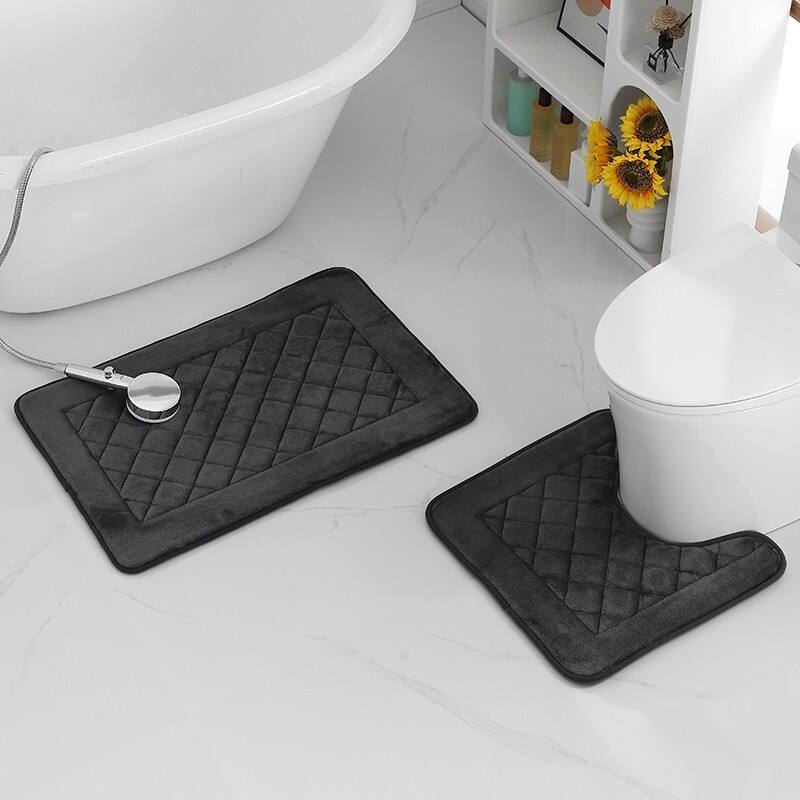 Quilted Water absorbent Charcoal Infused Memory Foam 2PC BATH MATS(RUGS) supplier