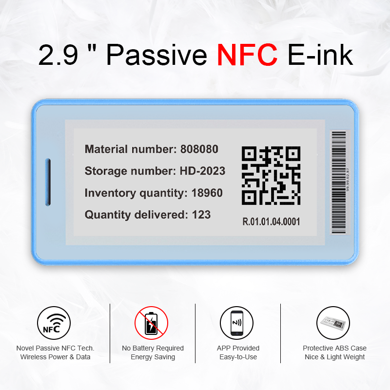 NFC ESL 2,9 pouces étiquette de prix numérique sans batterie