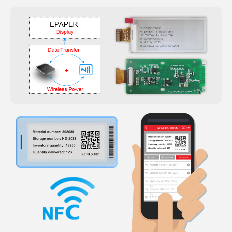 NFC esl 2.9 Inch Batteryless Digital Price Tag E-ink Electronic Shelf Label For Supermarket Warehouse factory