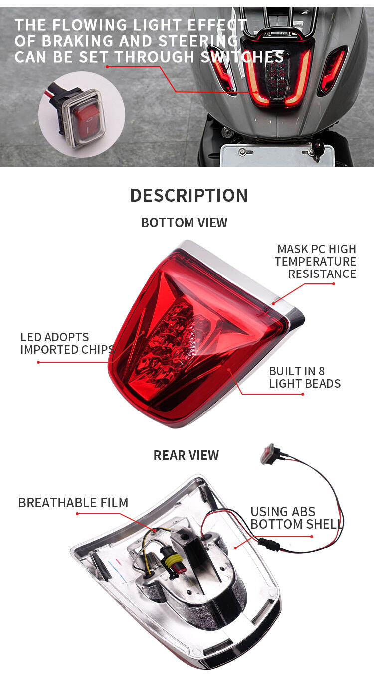 Motorcycle Taillight LED Rear Warning Lamp Smoke Taillight For VESPA SPRINT PRIMAVERA For Vespa Sprint 150 Led Taillight supplier