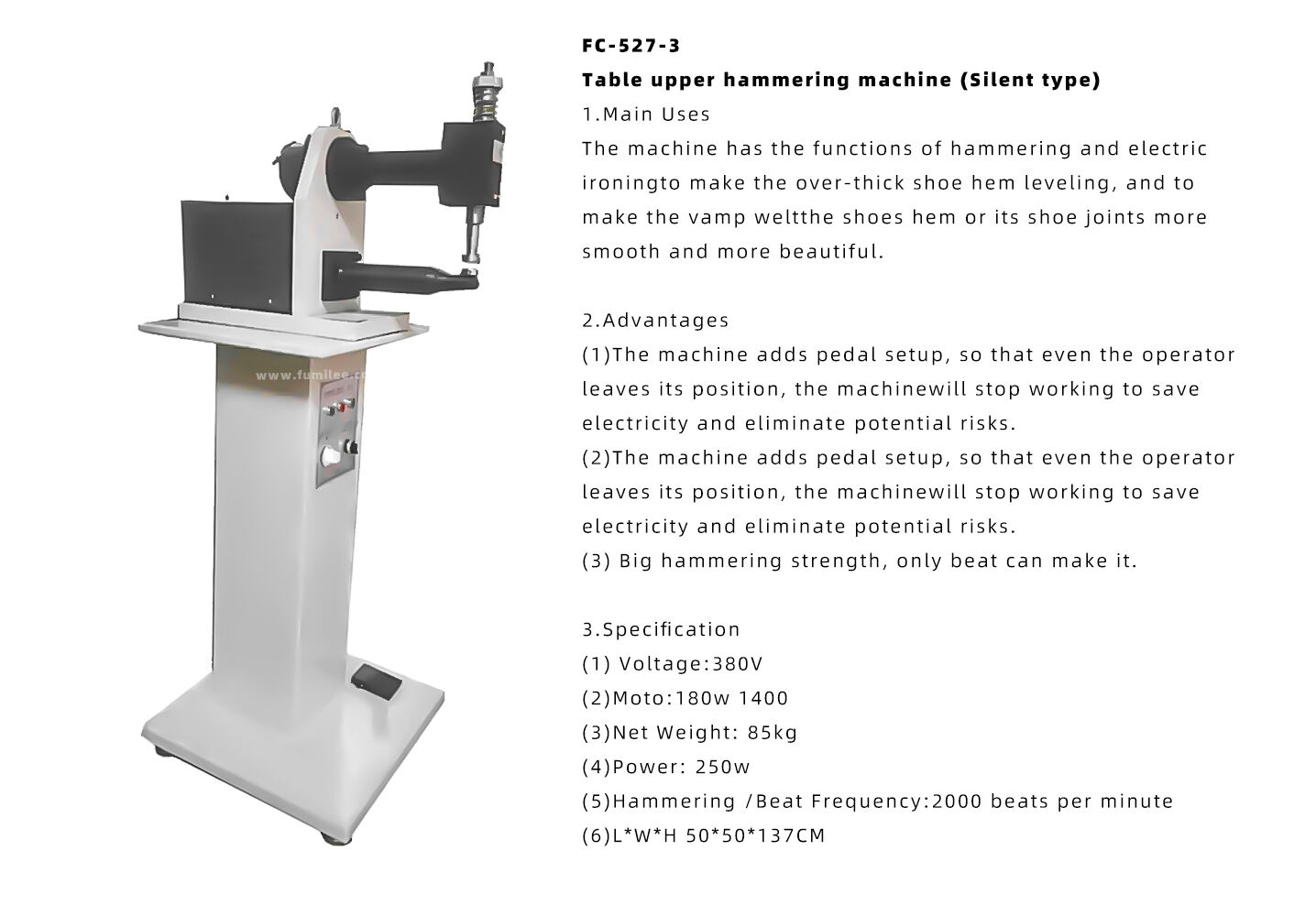 FC-527 Vertical upper hammering machine (Silent type) details