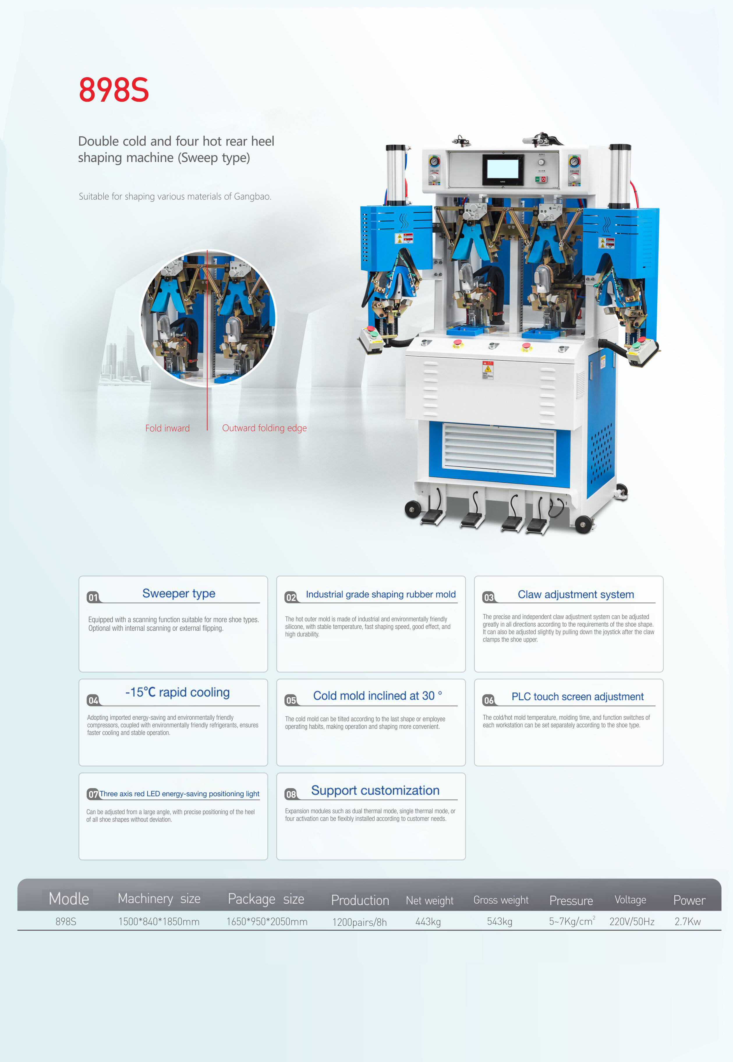 FC-898S Double cold and four hot rear heelshaping machine (Sweep type) manufacture