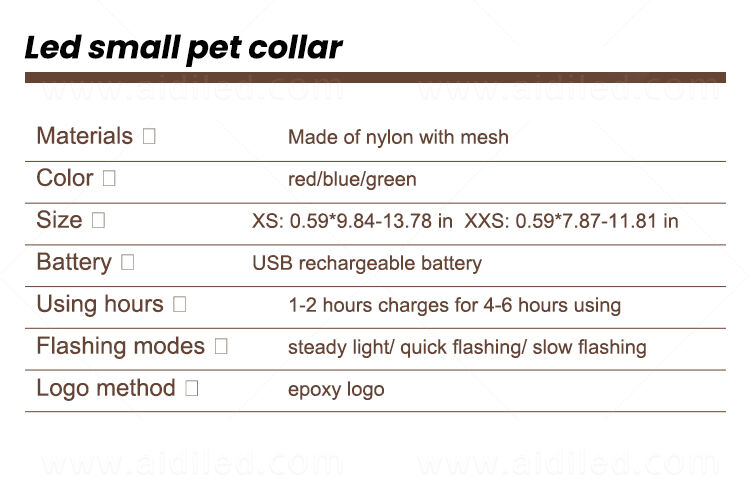 AIDI-C11SS LED dog collar details