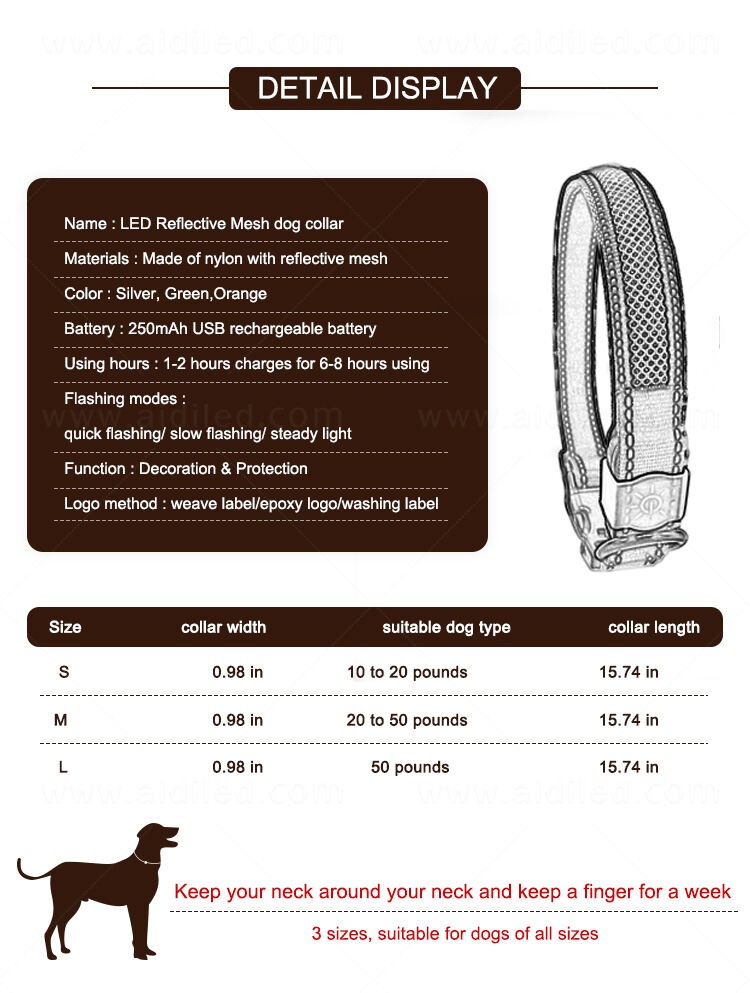 AIDI-C11NEW LED dog collar details