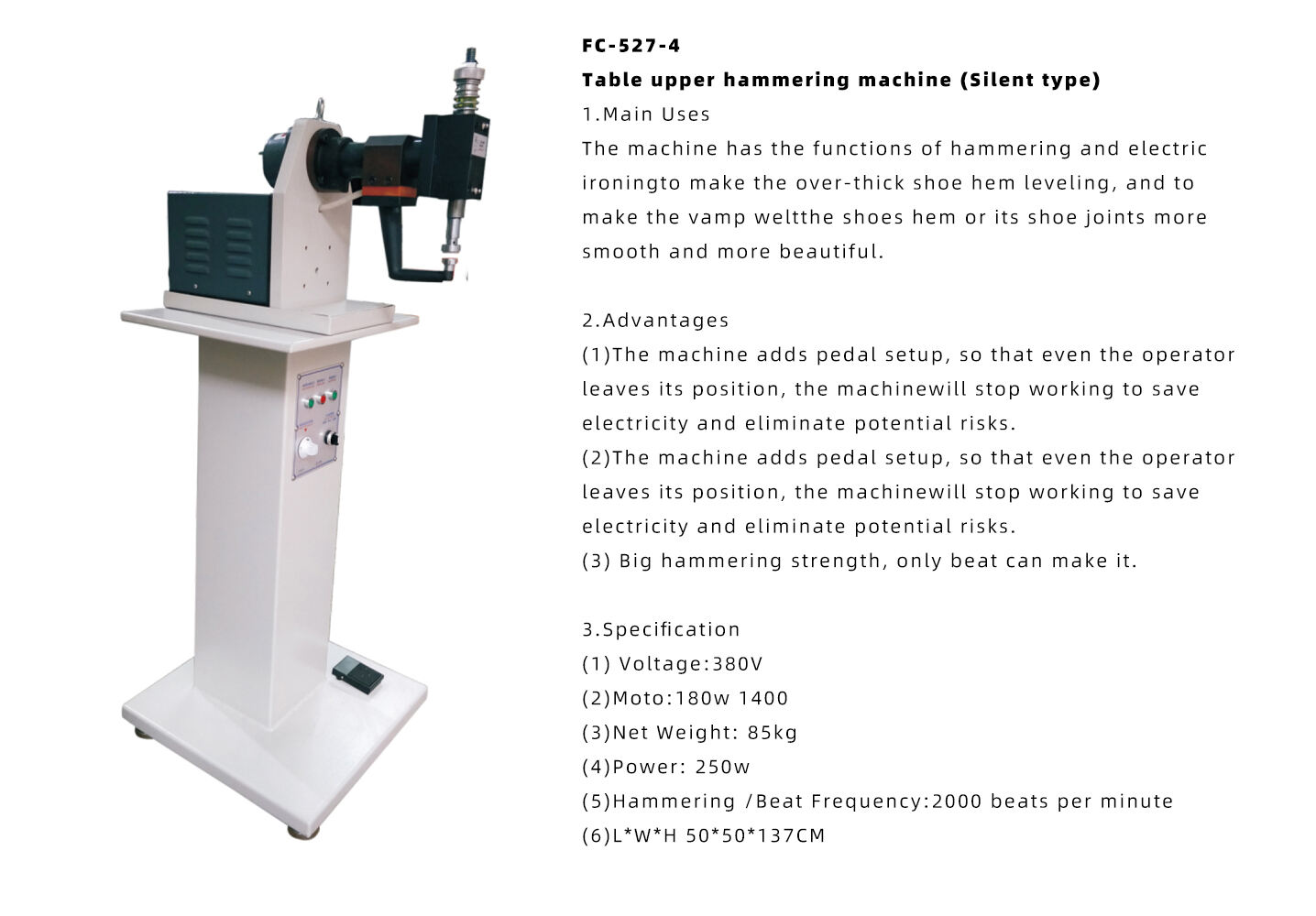 FC-527 Vertical upper hammering machine (Silent type) factory