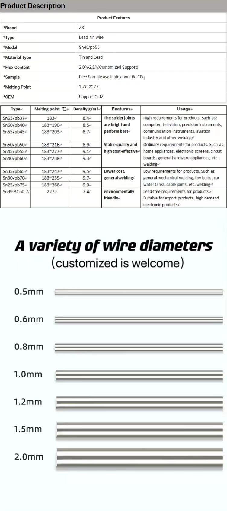 Manufacturer Sell Sn45/Pb55 Rosin Core Solder Wire Activity Solder Tin Wire manufacture