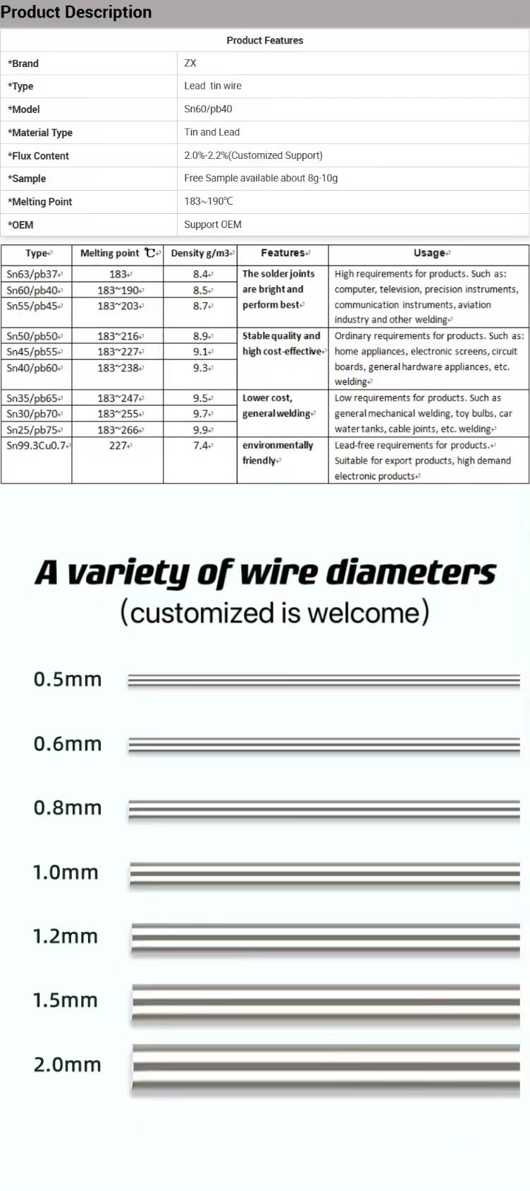 Solder Wire 60 40 Low-temperature Melting Point Tin Wire With High Purity factory