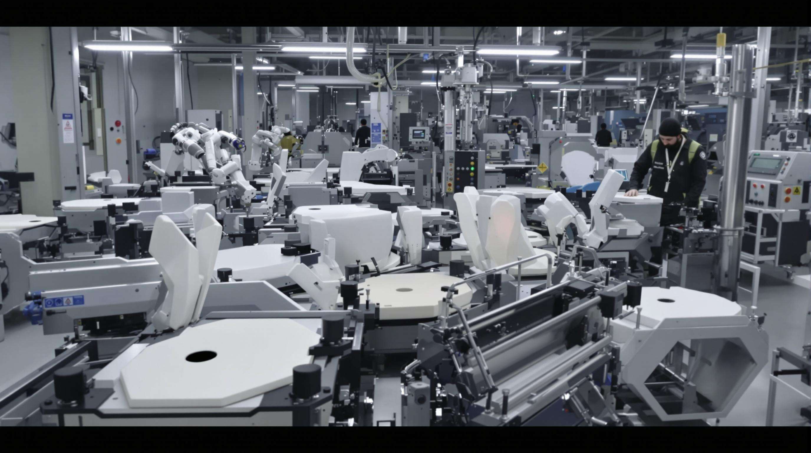 Automated thermoforming machines shaping back protectors in a factory