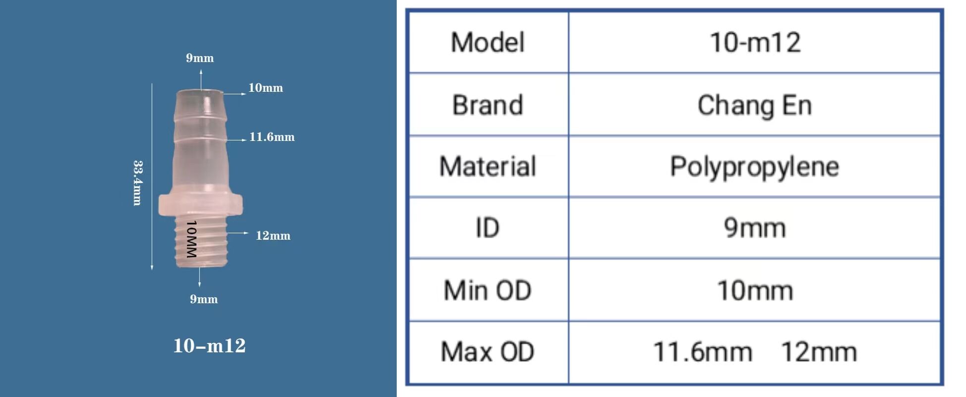 Plastic M5 Metric Male Female Thread to 1/4" Hose  Fitting Straight  Male Threaded Tube Connector details