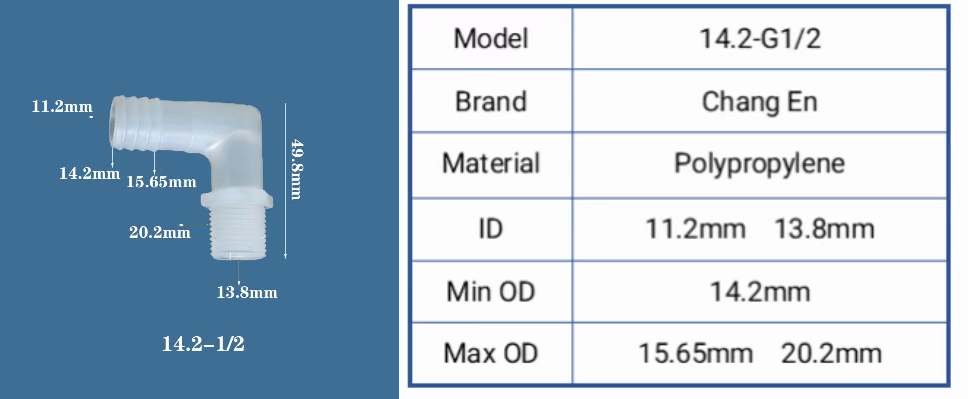 Chang En Cheap 1.6mm to 16mm 2 Way 90 Degree L Joint Coupling Plastic Air Hose Tubing Medical Elbow Connectors details