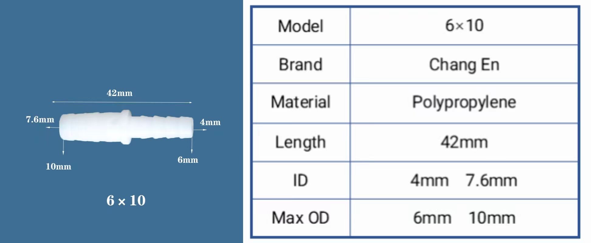 Chang En Medical grade direct access Hose connector Corrosion resistance and high temperature resistance details