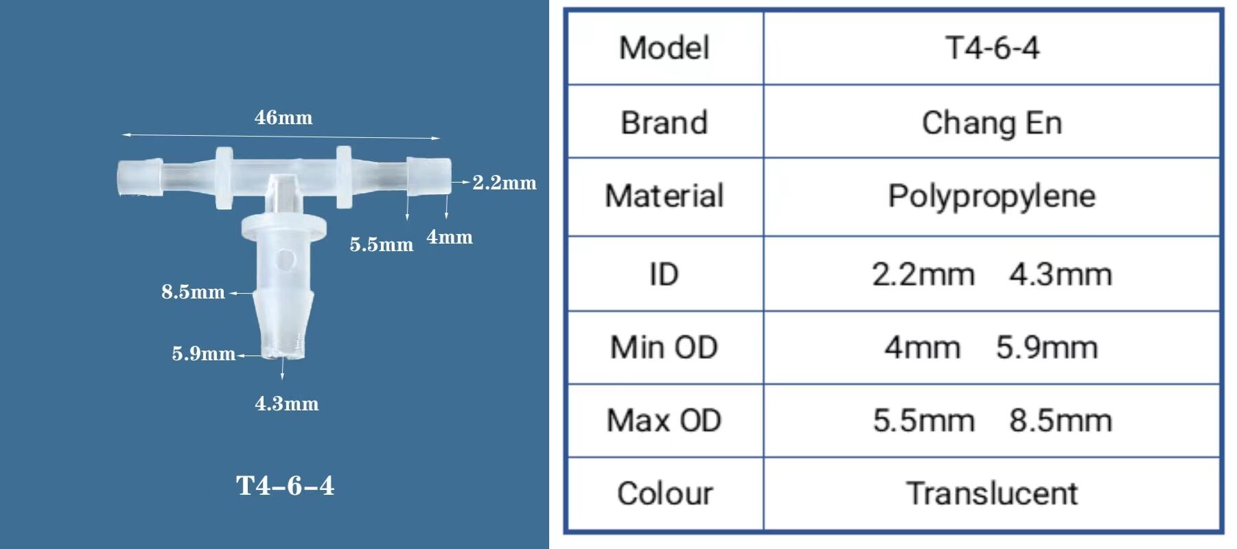 Chang En Medical 3 Ways Equal Reducer Tubing Barb Tee Joint Plastic Small Barbed Tube T Pipe Fittings supplier