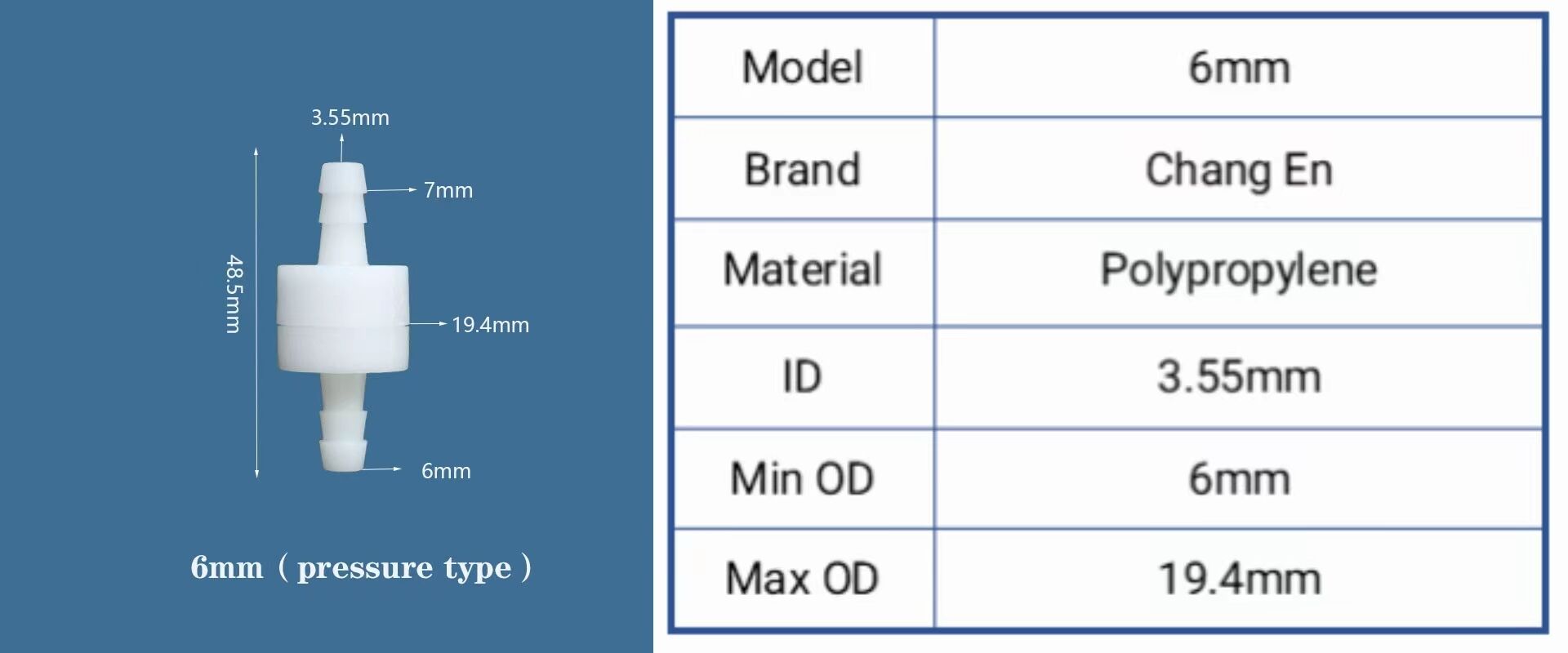 Chang En 4mm water engine small mini one way plastic diaphragm check valve manufacture