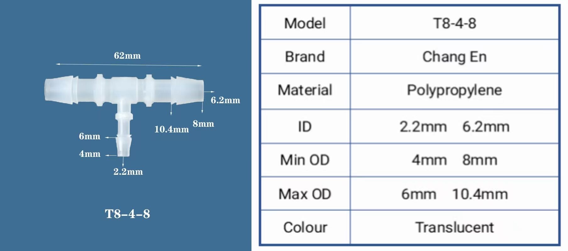 Chang En Medical 3 Ways Equal Reducer Tubing Barb Tee Joint Plastic Small Barbed Tube T Pipe Fittings factory