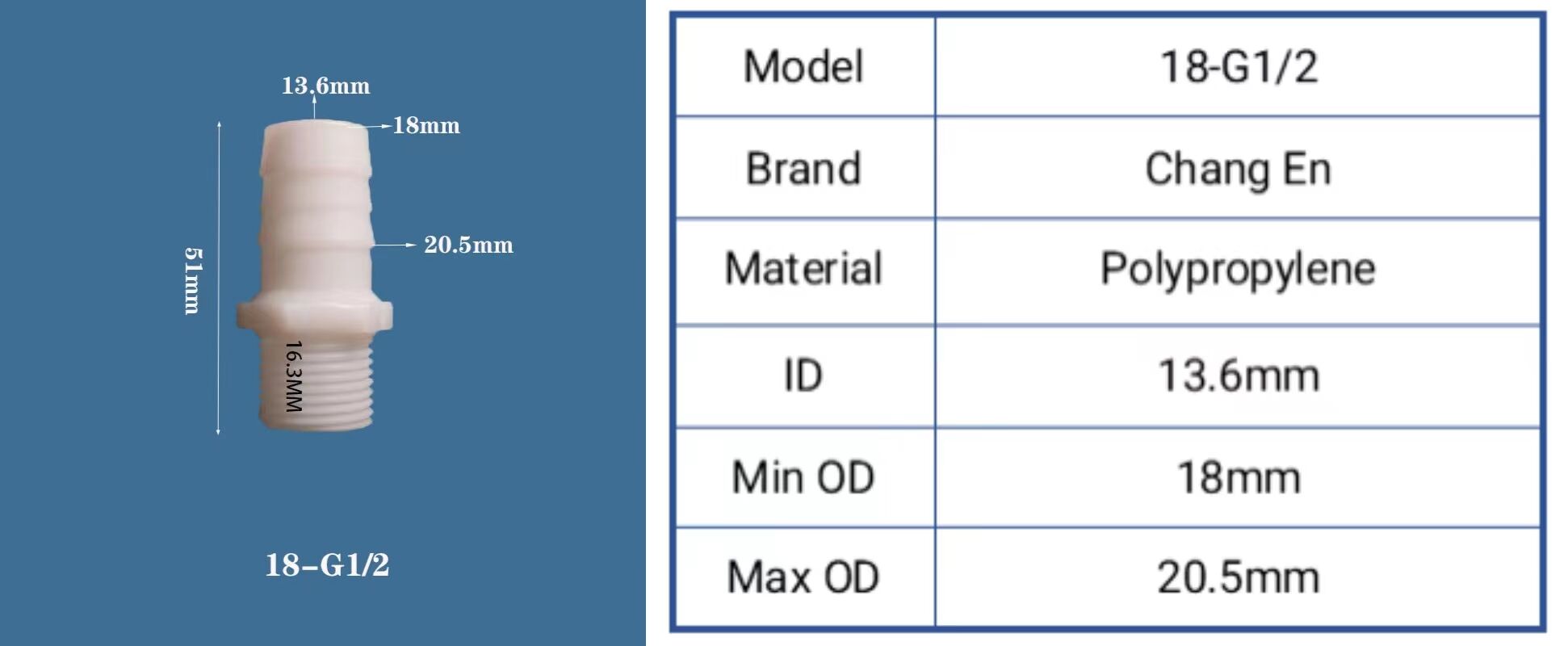 G1/2 Threaded English Screw Plastic PP Male Pagoda Quick Connect Fitting Polypropylene Straight Connector details