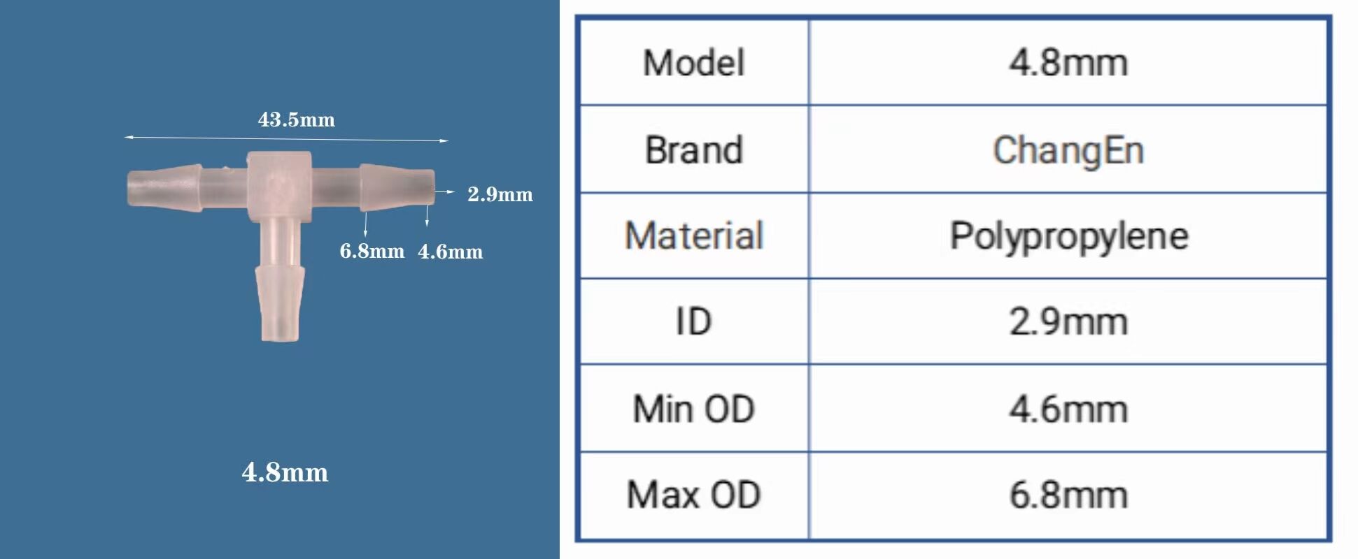 T-shaped 3 Way Silicone Hose Barb Equal Reducer T Connector Plastic Small PP Tee Tube Joint details