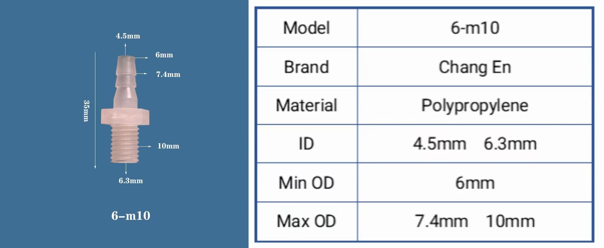 Plastic M5 Metric Male Female Thread to 1/4" Hose  Fitting Straight  Male Threaded Tube Connector details