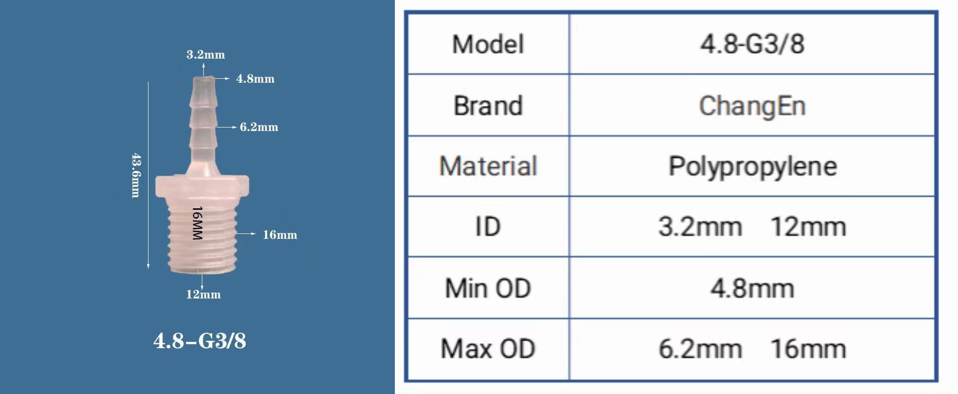 Chang En Plastic PP Male Thread Pagoda Straight Connector Quick Connect Fitting OEM Customizable Smooth Polypropylene Plug Head factory