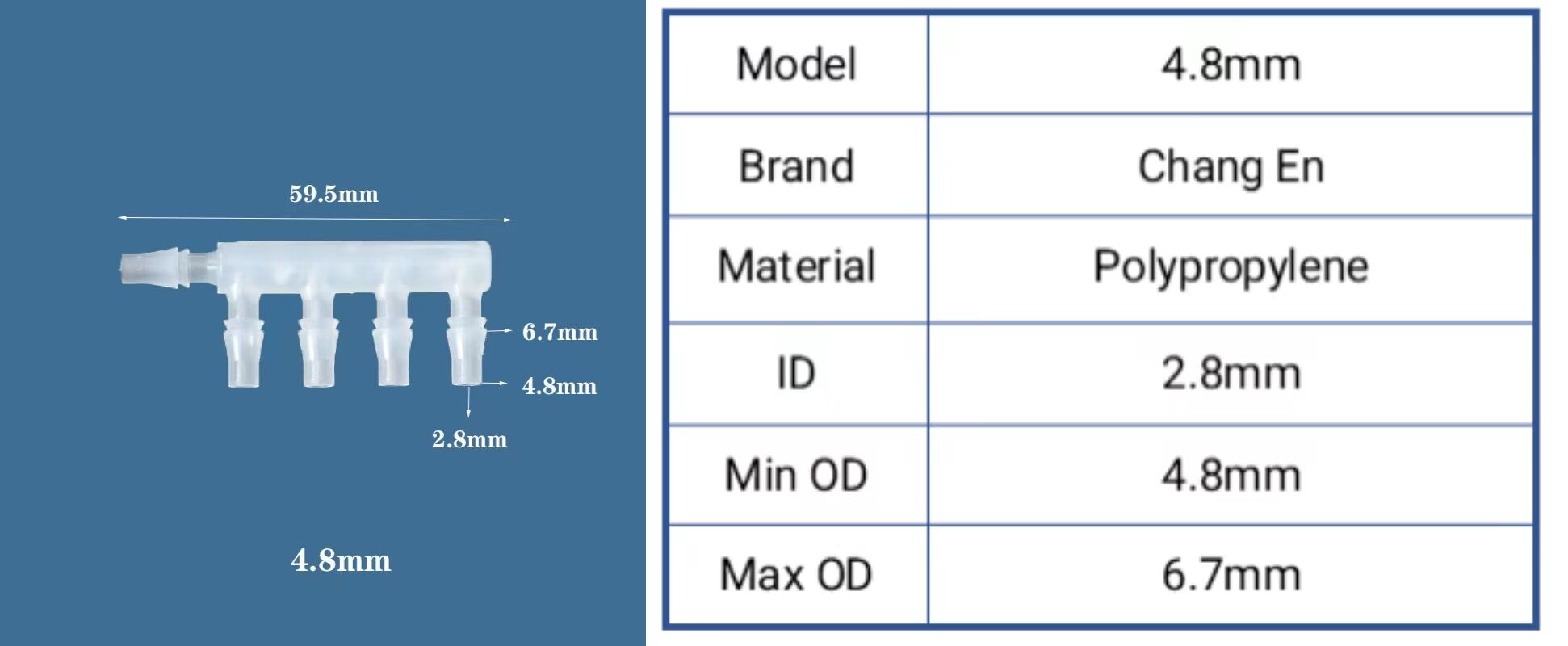 Chang En 4.8MM Five way joint Four way and five way plastic joint Food grade corrosion-resistant joints details