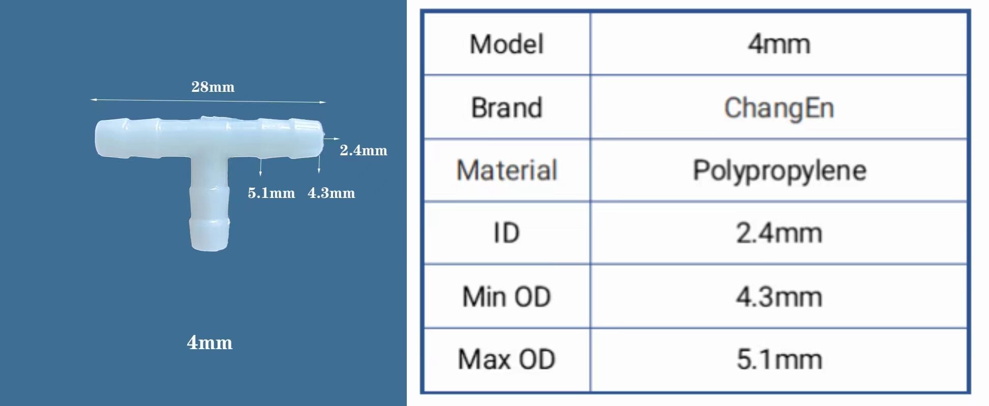 Chang En  T-shaped 3 Way Silicone Hose Barb Equal Reducer T Connector Plastic Small PP Tee Tube Joint supplier